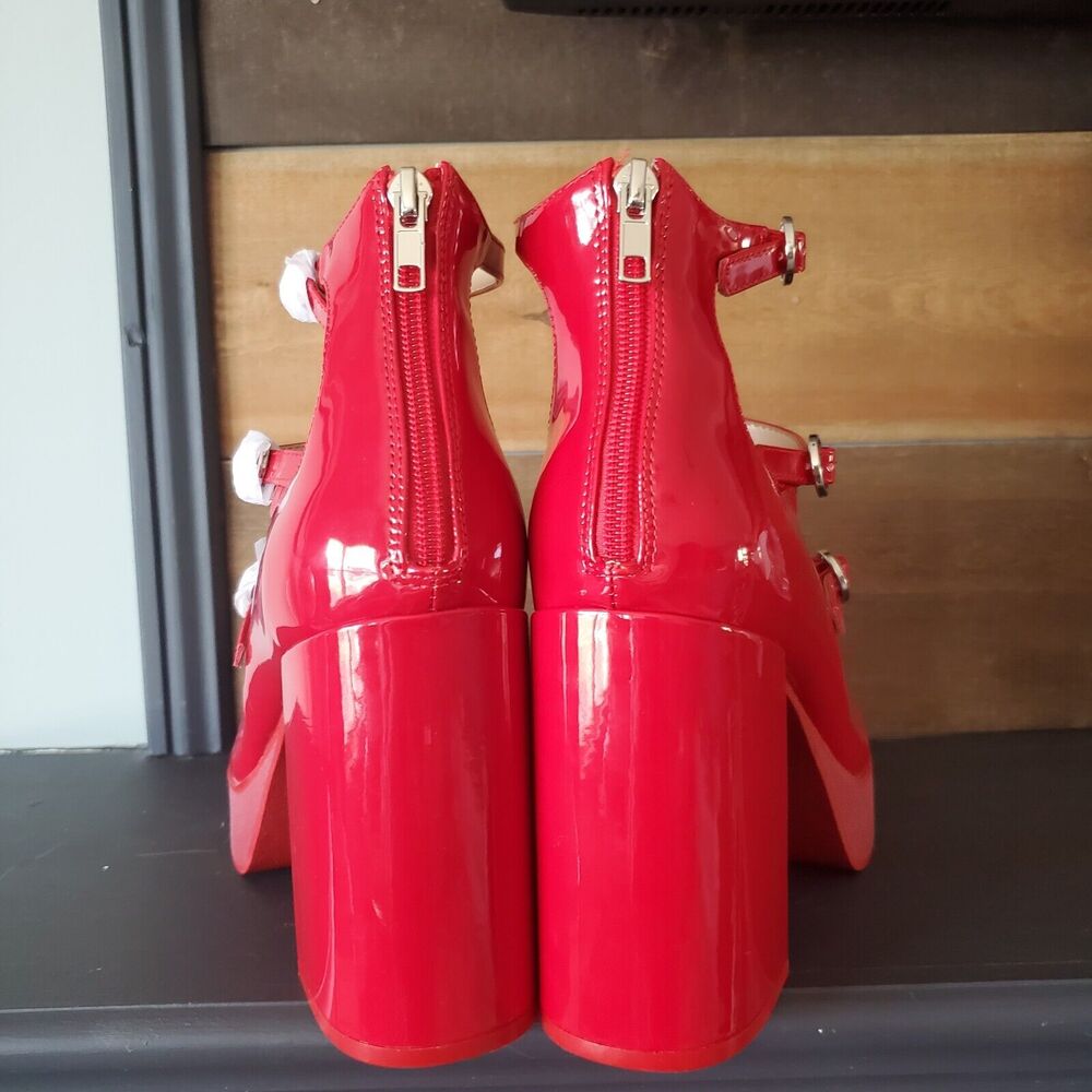 Steve Madden Mary Jane Chunky High Heels 3 Buckle Pumps Fashion Shoes Women 9.5M - Picture 8 of 11